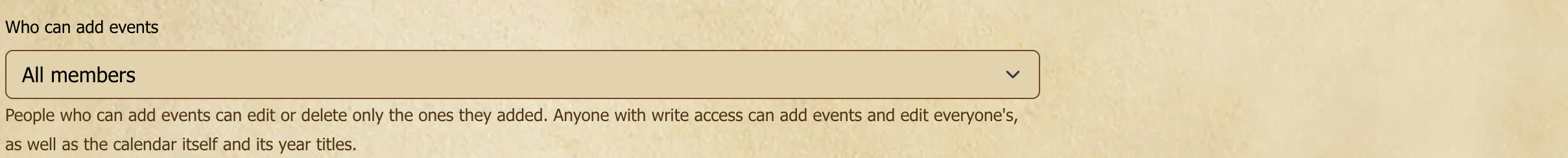 **Who can add events**, in the calendar's settings.