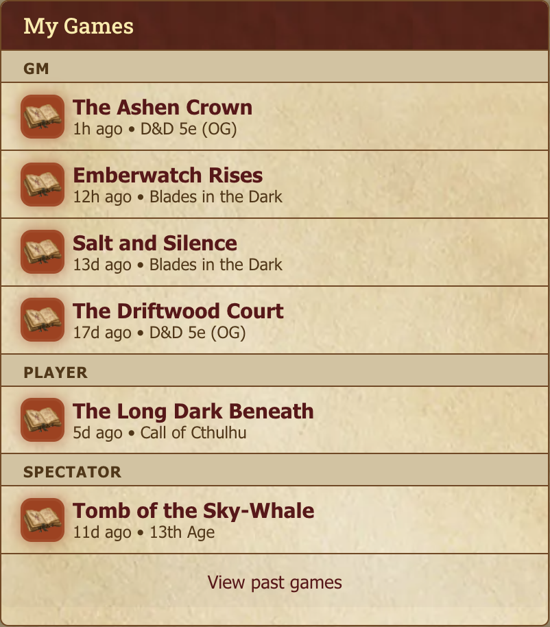 My Games sidebar with several games listed.
