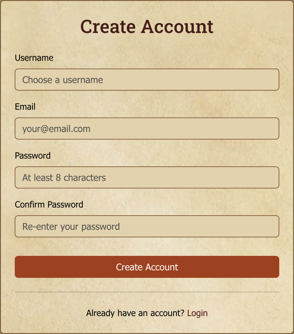 Registration form.